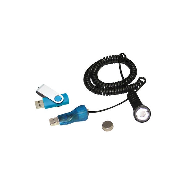 Temperature and humidity button data logger kit with (2) BDL-2, (1) USB interface, and (1) clip.